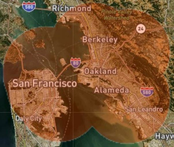 San Francisco Bay area wireless Internet coverage map